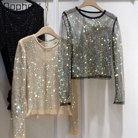 Shiny Blouse, Dance Tops, Club Tops, Spring Sweater, Womens Long Sleeve Shirts, Basic Shirts, Top Trends, Fashion Tees, Champagne