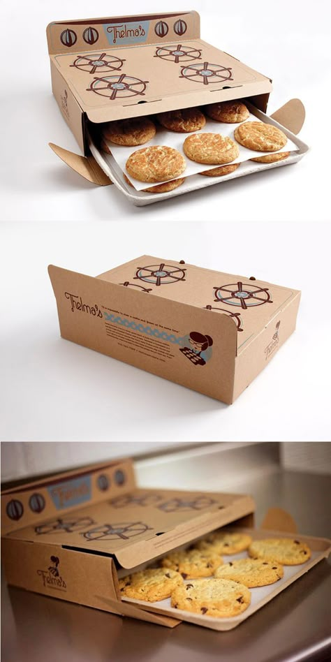 Thelma's Cookies Packaging Design Unique Cookie Packaging Ideas, Unique Cake Packaging, Small Cookies Packaging, Unique Bakery Packaging, Homemade Cookie Packaging, Unique Dessert Packaging, Unique Cookie Packaging, Cookies Packaging Ideas Business, Creative Bakery Packaging