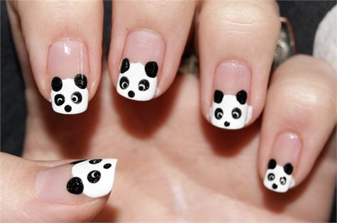 Panda Nails, Panda Nail Art, Bear Nail Art, Nails Tay, Nail Cute, Kawaii Nail Art, Kutek Disney, Unghie Nail Art, Animal Nail Art