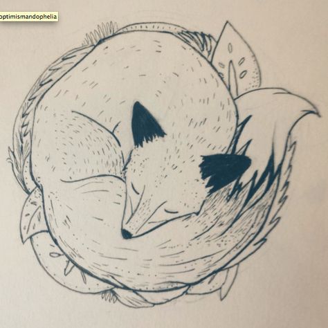 Sleeping fox by Georgi Taylor Wills Patchwork Chairs, Fox Tattoo Design, Sleeping Drawing, Magic Runes, Woodland Animal Art, Circle Tattoos, Fox Drawing, Sleeping Animals, Belly Painting