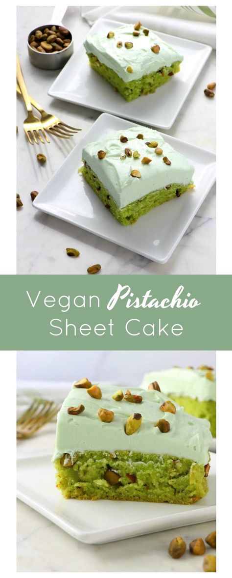 Crazy Cake Recipes, Vegan Pistachio, Pistachio Dessert, Pistachio Cake, Layer Cakes, Vegan Cake, Vegan Sweets, Sheet Cake, Vegan Baking