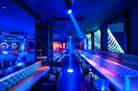 Interior, night club, lighting, blue photography Night Club Ideas, Club Design Interior, Underground Club, Home Bar Rooms, Club Lighting, Lounge Interiors, Lounge Club, Nightclub Design, Vip Lounge