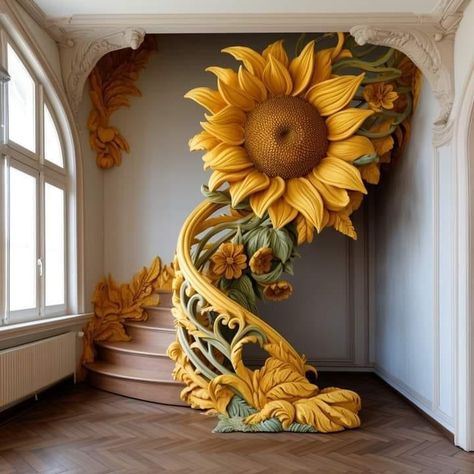 Sunflower Items, Sunflower Stuff, Sunflower House, Sunflower Home Decor, Fantasy Furniture, Flower House, Fantasy Rooms, Indoor Design, Amazing Decor