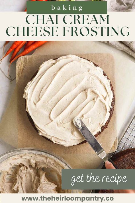 Chai Icing Recipe, Chai Cream Cheese Frosting, Spiced Cream Cheese Frosting, Chai Icing, Creme Cheese Frosting, Chai Cheesecake, Beginner Baker, Chai Cake, Spice Frosting