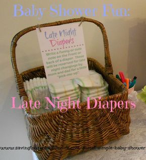 #Baby Shower Fun!  Late Night Diapers!  Guests can write funny or encouraging messages on diapers. Write On Diapers Ideas, Simple Baby Shower Ideas, Baby Shower Card Box, Pretty Little Fawn, Baby Shower Messages, Baby Shower Gifts For Guests, Funny Baby Gifts, Funny Baby Shower Games, Baby Shower Wording