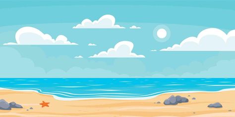 Seaside Landscape, Cartoon Summer, Landscape Vector, Beach Background, Cityscape Photos, Logo Banners, Beach Paradise, Nature Backgrounds, Background Illustration