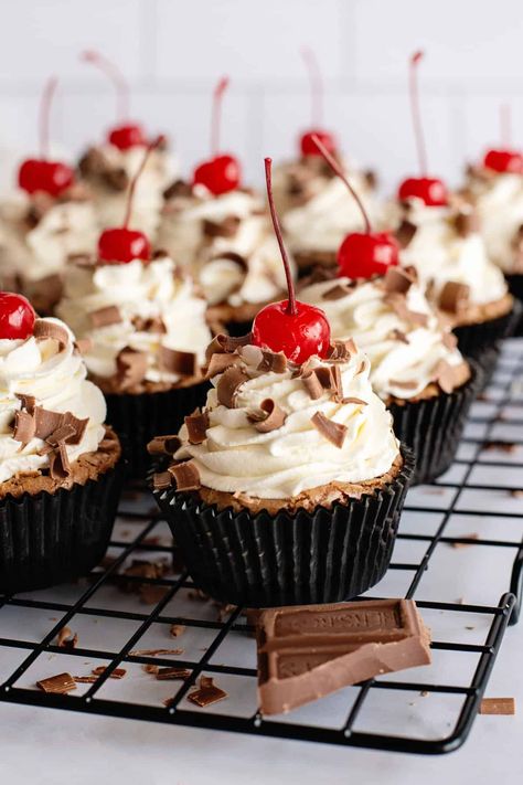 Cherry Chocolate Brownie Cupcakes - Southern Plate Cherry Vibes, Chocolate Cherry Cupcakes, Cherry Cupcakes, Southern Plate, Cherry Sauce, Whipped Frosting, Cherry Filling, Brownie Cupcakes, Cherry Chocolate