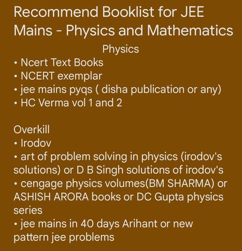 Recommended booklist for jee mains physics, this is sufficient to crack jee mains , you can use other books to enhance knowledge and prepare for jee advanced but for jee mains you need only few books How To Study For Jee Mains, Jee Advanced Motivation, Jee Books, Energy Drink Recipe, Study Blog, Study Hard Quotes, Jee Advanced, English Notes, Jee Mains