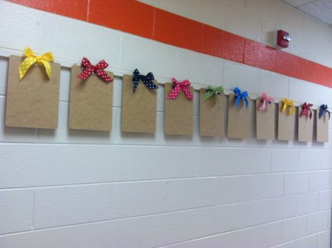 school bulletin board ideas using fabric | ... You Loved • 9 bulletin board ideas for displaying student work First Grade Jitters, Clipboard Decorating, School Hallway, Hallway Displays, School Hallways, Teacher Bags, School Bulletin Boards, Class Decoration, Classroom Theme