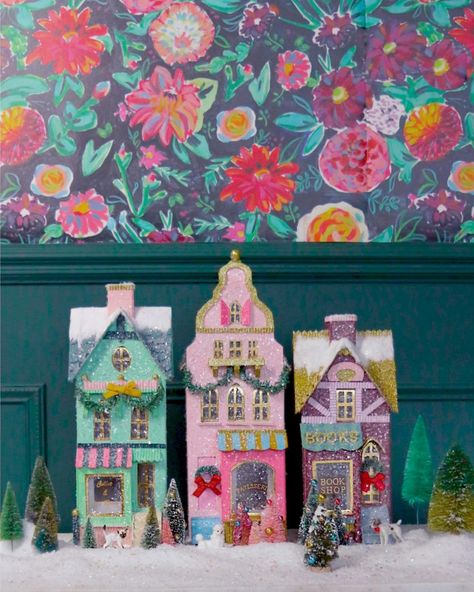 Cody Foster & Co Royal George Hotel 14 Paper Maché Christmas Village Collectible Building - Etsy Colorful Christmas Village, Anthro Christmas, Paper Mache Christmas, Cody Foster, Putz House, Christmas Village Houses, Fun Ornaments, Christmas Houses, Christmas Village Display