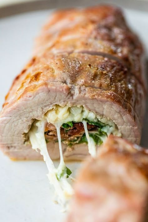 Prosciutto And Mozzarella, Pork Tenderloin Stuffed, Spinach And Mozzarella, Prosciutto Mozzarella, Stuffed Pork Loin, Dinner Pork, Pork Dinners, Pork Entrees, Pork Tenderloin Recipe