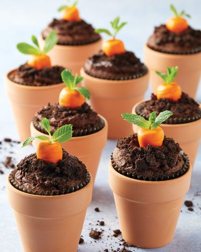 Carrot Patch Cupcakes - ALDI UK Carrot Patch, Peter Rabbit Birthday, Peter Rabbit Party, Easter Snacks, 귀여운 음식 그림, Bunny Baby Shower, Easter Baking, Bunny Birthday, Ideas For Easter Decorations