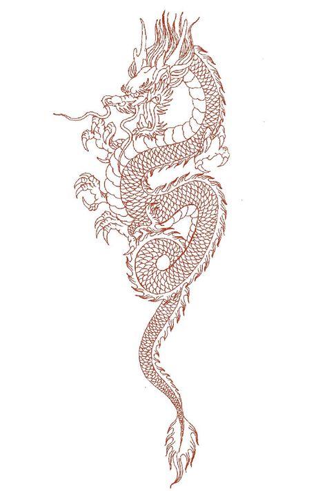 Chinese Dragon Outline Tattoo, Spine Outline, Dragon Outline Tattoo, Dragon Chino Tattoo, Golden Dragon Tattoo, Sasha Trautvein, Dragon Tattoo Back, Chest Tattoo Stencils, Dragon Tattoo Sketch