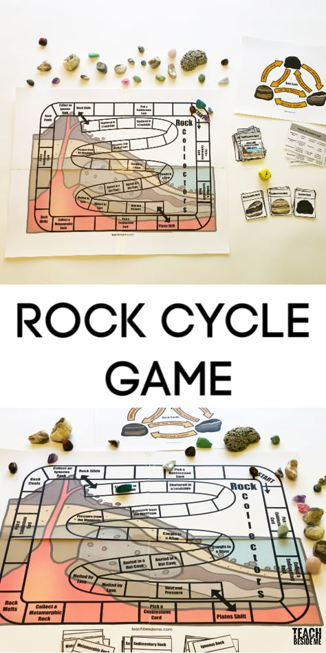 Geology Sensory Bin, Rock Unit Study, Geology Homeschool Unit, Science Board Games, Igneous Rocks Activities, Waldorf Geology, Geology Crafts, Rock Cycle Activities, Rock Cycle Worksheet