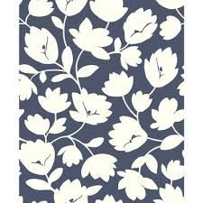 Navy/White - Wallpaper - Home Decor - The Home Depot Black Floral Wallpaper, Chocolate Background, Modern Floral Wallpaper, Blue Floral Wallpaper, A Street Prints, Flower Silhouette, Large Scale Floral, Floral Paper, Distressed Texture