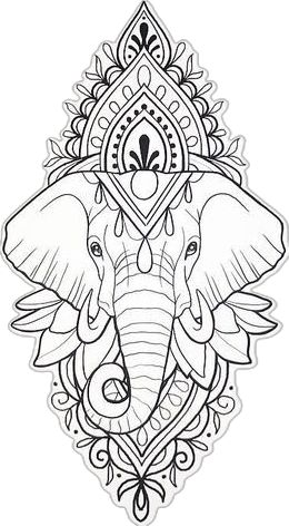 Hasma Tattoo, Elephant Mandala Tattoo, Indian Elephant Drawing, Indian Elephant Tattoo, Mandala Elephant Tattoo, Card Tattoo Designs, Elephant Tattoo Design, Mandala Elephant, Tattoo Stencil Outline