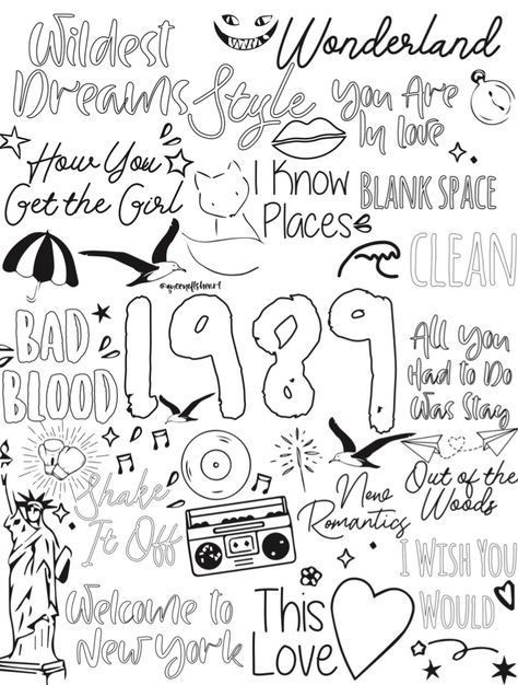 Coloring Pages Aesthetic Taylor Swift, Swiftie Coloring Pages, Song Lyric Coloring Pages, Taylor Swift Printables Free, Taylor Swift Coloring Sheets, Taylor Swift Coloring Pages Printable, Taylor Swift Outline Drawing, Taylor Swift Colouring Pages, Taylor Swift Eras Art