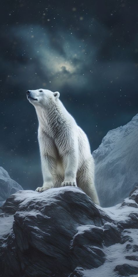 Under The Stars Shark Iphone Wallpaper, Polar Bear Drawing, Polar Bear Illustration, Regard Animal, Polar Bear Art, Bear Artwork, Wild Animals Pictures, Trending Pins, Bear Pictures