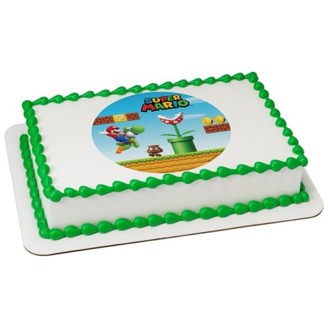 Super Mario™ Mushroom Kingdom Super Mario Cake, Mario Cake, Mushroom Kingdom, Make A Cake, Edible Cupcake Toppers, Cake And Cupcakes, Birthday Places, Edible Ink, Sour Candy