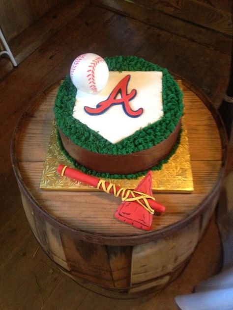 Atlanta Braves Party, Atlanta Braves Cake, Atlanta Braves Birthday, Brave Birthday Cakes, Groomsmen Cake, Brave Cakes, Baseball Birthday Cakes, Groomsman Cake, Brave Birthday Party