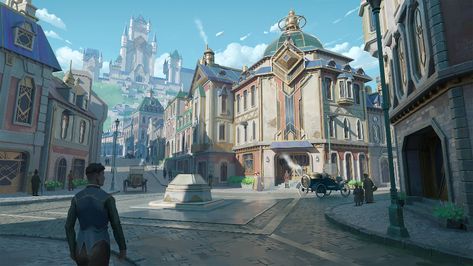 ArtStation - Crossroads Rpg City, Building Concept, Landscape Concept, Minecraft Architecture, Fantasy City, Fantasy Places, 3d Texture, Landscape Scenery, Fantasy Art Landscapes