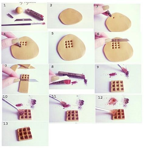 Clay Waffle, Simple Cake Decorating, Clay Magnets, Simple Cake, Clay Diy Projects, Tanah Liat, Polymer Clay Diy, Mini Craft, Cute Polymer Clay