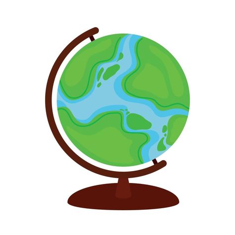 Cartoon Globe, School Cartoon, Small Theatre, Theatre Design, Cartoon Clipart, Cartoon Clip Art, Flat Design, World Map, Vector Art