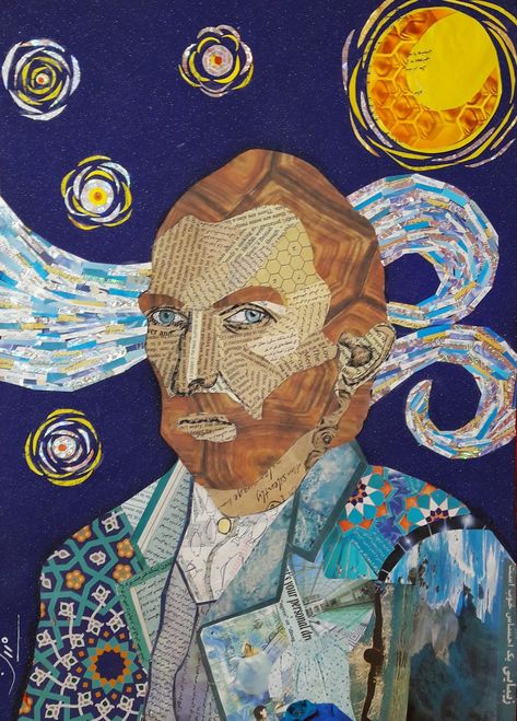 Collage Projects High School, Van Gogh Collage Art, Collage Art Projects High School, Colorful Collage Art, Kolaj Art Ideas, Kolaj Art, High School Collage, Classe D'art, Collage Portrait