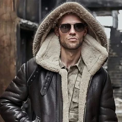 The men’s brown RAF B6 airforce sheepskin hooded shearling leather jacket coat promises exceptional comfort and warmth. It is perfect for chilly weather, thanks to its high-quality sheepskin material and shearling lining. Shearling Leather Jacket, Chilly Weather, The Men, Shearling Jacket, Jacket Coat, Air Force, Coats Jackets, Leather Jacket, High Quality