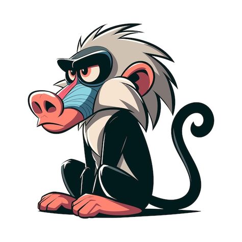 Baboon Character Design, Baboon Art, Anime Graphics, Premium Vector Cartoon, Book Reference, Jungle Mural, Graphic Design Photoshop, Vector Cartoon, Baboon