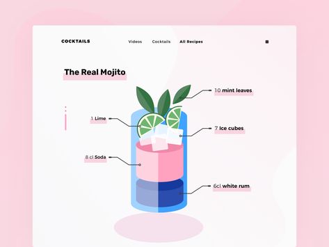 Cocktail App, Recipe Graphic, Cocktail Videos, Cocktail Book, Daily Ui, Cocktail Recipe, Mixology, Ui Ux Design, Food Design