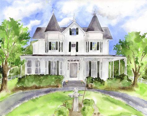 House Artwork, Watercolor Home, Watercolor House Painting, Home Watercolor, Watercolor House, Watercolor House Portrait, Crafty Decor, Custom House Portrait, Home Painting