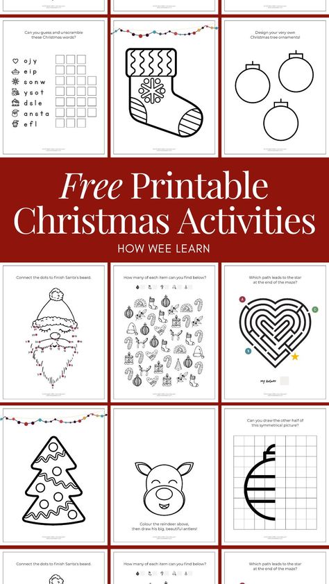 Fun Christmas activity pages and colouring pages! These are great for kids of all ages - there are simple colouring pages for preschoolers and more complex mazes and dot-to-dots for big kids, too! Simple Colouring Pages, Christmas Activity Pages, Printable Christmas Countdown, Chocolate Calendar, Activity Printables, Advent Calendar Activities, Fun Christmas Activities, Christmas Countdown Calendar, Christmas Activity