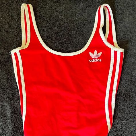 Adidas red and white tank top bodysuit Size Small Adidas Tank Top Outfit, Modest Outfits For School, Ripped Top, Adidas Crop Top, Tank Top Bodysuit, Adidas Tank Top, Sports Clothes, Vintage Tank Top, Ootd Inspo