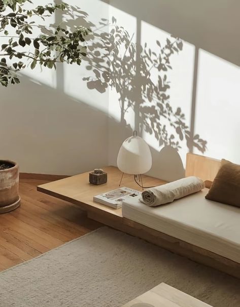 Sofa Wabi Sabi, Beautiful Balcony, Japanese Living, Japanese Living Room, Japandi Bedroom, Japandi Interior Design, Backyard Cottage, Japandi Living, Japandi Interior