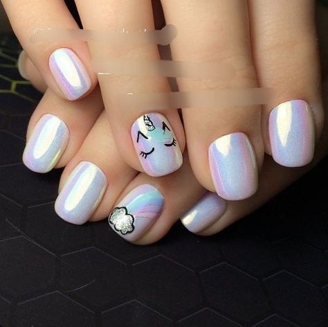 Unicorn Nails Designs, Unicorn Nail Art, Mystical Unicorn, Tape Nail Art, Kids Nail Designs, Shellac Nail Art, Girls Nail Designs, Nail Art For Kids