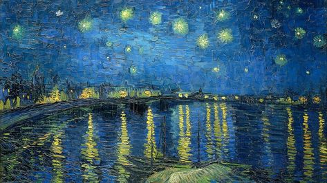 Famous Landscape Paintings, Starry Night Over The Rhone, Vincent Van Gogh Paintings, Arte Van Gogh, Principles Of Art, Van Gogh Paintings, Van Gogh Art, Starry Night Van Gogh, Desktop Background