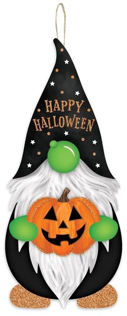 Decorated Witch Hat, Round Door Hangers, Smiling Pumpkin, Happy Halloween Signs, Be Friendly, Halloween Gnomes, Black Witch Hat, Halloween Wood Crafts, Halloween Gnome