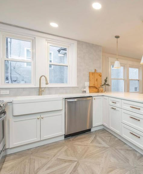 Cement tile kitchen floor