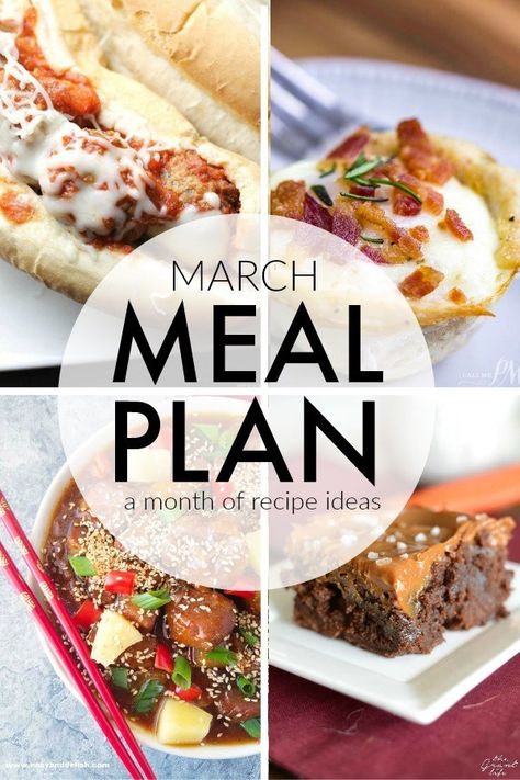 How is it already March?! This March Meal Plan includes easy dinners, sides, and desserts to help you save time and plan ahead. Click HERE to save recipes to Pinterest I really can't believe it's March Meal Plan, March Meals, Persnickety Plates, Easy Dinner Sides, Meal Planing, Clean Eating Menu, Plane Food, Freezable Meals, Best Meal Prep