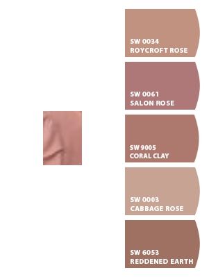 Paint colors from ColorSnap by Sherwin-Williams Sherwin Williams Roycroft Rose, Antique Rose Paint Color, Roycroft Rose Sherwin Williams, Cabbage Rose Paint, Cabbage Rose Sherwin Williams, Rose Paint Color, Basement Color, Pink Dining Rooms, Basement Colors