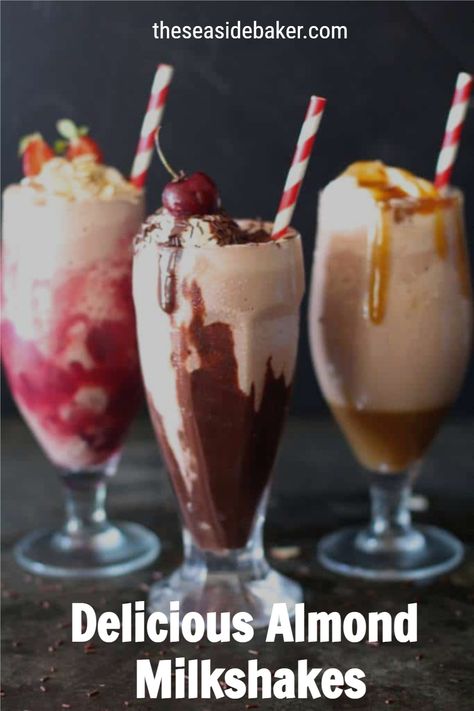 Almond Milkshakes! You'll love that the kids will think they're drinking an ice cream milk shake when in fact they are drinking something much healthier! Plus you can make them in so many flavors. Super simple to make and the perfect dessert for a hot summer day! #milkshake #almonddrink Holiday Ice Cream, Ice Cream Shake, Frozen Yoghurt, Milkshake Recipes, Milk Shakes, Milk Shake, Halloween Drinks, Milkshakes, Best Dessert Recipes