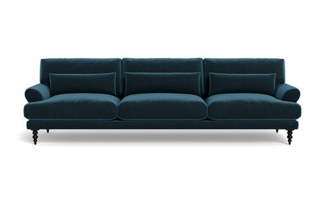 Maxwell Custom Velvet Sofa - Interior Define Interior Define Sofa, Blue Leather Sofa, Blue Velvet Sofa, Custom Sectional Sofa, Custom Sectional, Coastal Living Room, Turned Leg, Interior Define, Sit Back And Relax