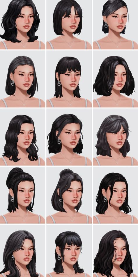 links to some short/med hairstyles ❥ all maxis match #thesims4 #sims4cc #sims4ccfinds #ts4cc Sims 4 Cc Maxis Match 90s Hair, Sims 4 Cc Maxis Match Full Outfit, Sims 4 Premade Sims Maxis Match, Sims 4 Cc Moodlets, Womens Sims 4 Cc, Mommy And Me Sims 4 Cc, Sims 4 Medium Hair Maxis Match, Sims 4 Cc Face Shape Presets, Sims 4 Skinblend Maxis Match