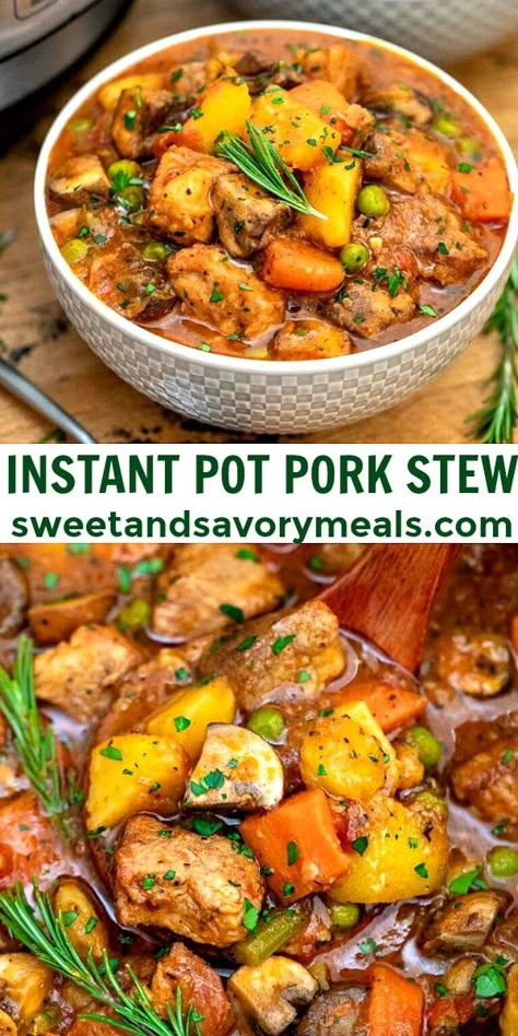 Pork Stew Pressure Cooker, Pork Recipes For Dinner Instant Pot, Instant Pot Pork Stew Meat, Pork In The Instant Pot, Pork Stew Instant Pot Recipes, Stew With Pork Meat, Instant Pot Pork Recipes Dinners, Instant Pot Stews, Pork Stew Meat Recipes Instant Pot