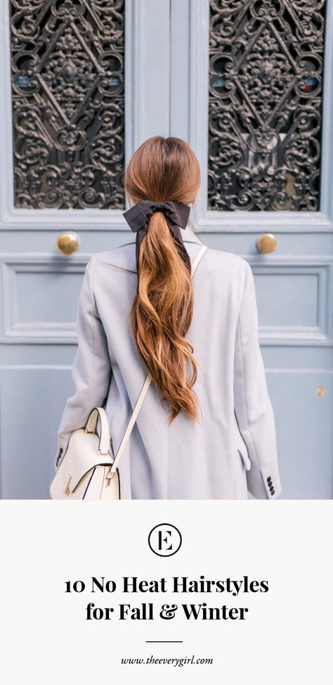 pretty and presentable hairstyles to get you through the seasons, sans an ounce of heat Heat Hairstyles, Black Hair Bows, Julia Berolzheimer, No Heat Hairstyles, Peinados Recogidos, Hair Ribbons, Gal Meets Glam, No Heat, Vintage Hairstyles