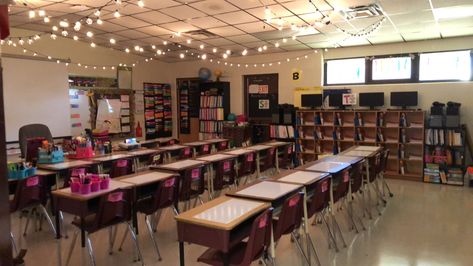 #stringlights #classroomlights #hanginglights #classroomdecor #classroomlighting #5thgradeclass Lights In Classroom Ideas, Christmas Lights In Classroom, Lights In Classroom, Classroom Lighting, Library Door, Classroom Ceiling, Board Themes, Daycare Business Plan, Daycare Business