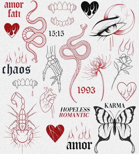 Blitz Tattoo, Tattoo Graffiti, Petit Tattoo, Flash Tattoo Designs, Doodle Tattoo, Cute Little Tattoos, Red Tattoos, Small Hand Tattoos, Tattoo Design Book