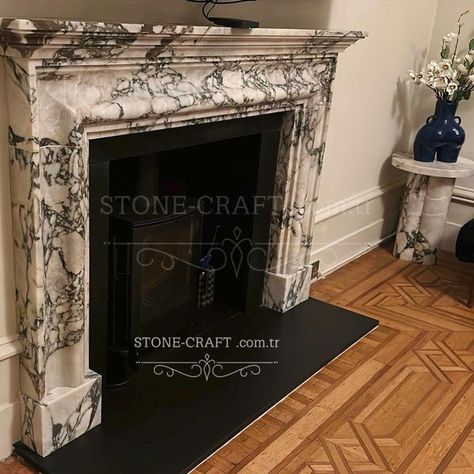 StoneCraftTR - Etsy Marble Fireplace Wall Modern, Marble Fireplace Ideas, Modern Marble Fireplace, Townhouse Office, Fireplace In Bedroom, Empty Fireplace Ideas, Marble Fireplace Mantle, Empty Fireplace, Stone Fireplace Mantel