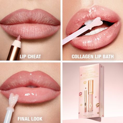 Mini Glossy Pink Lip Gloss + Lip Liner Set - Charlotte Tilbury | Sephora Lip Liner Set, Makeup Inspired, Glossier Pink, Lip Enhancement, Lip Beauty, Power Of Makeup, Pink Lip Gloss, How To Line Lips, Glossy Lips